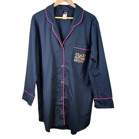 BeadHead x Neiman Marcus SZ L "Crazy Good Night" Button Front Night Shirt NWOT - Picture 2 of 6